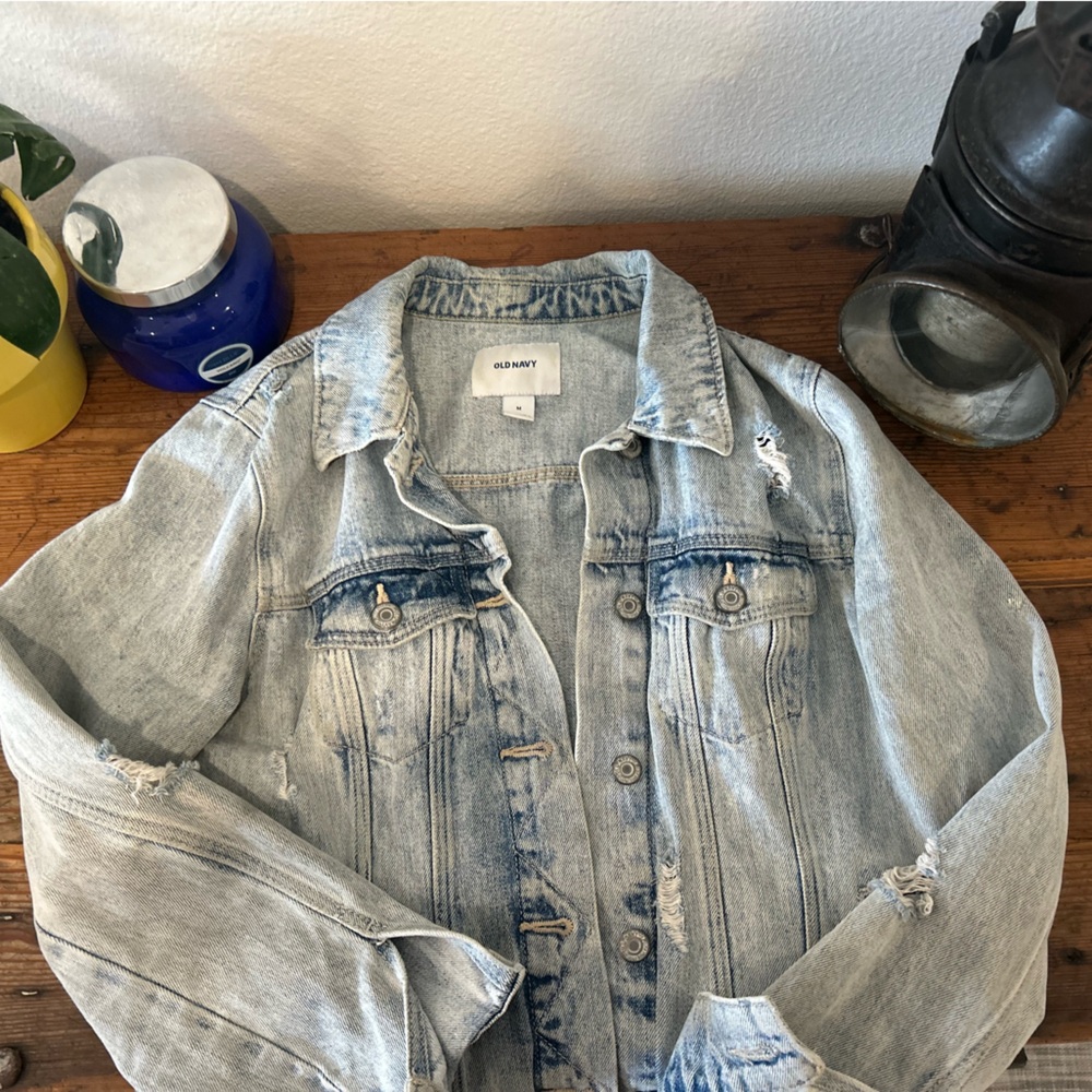 Old Navy Distressed Blue Denim Jacket